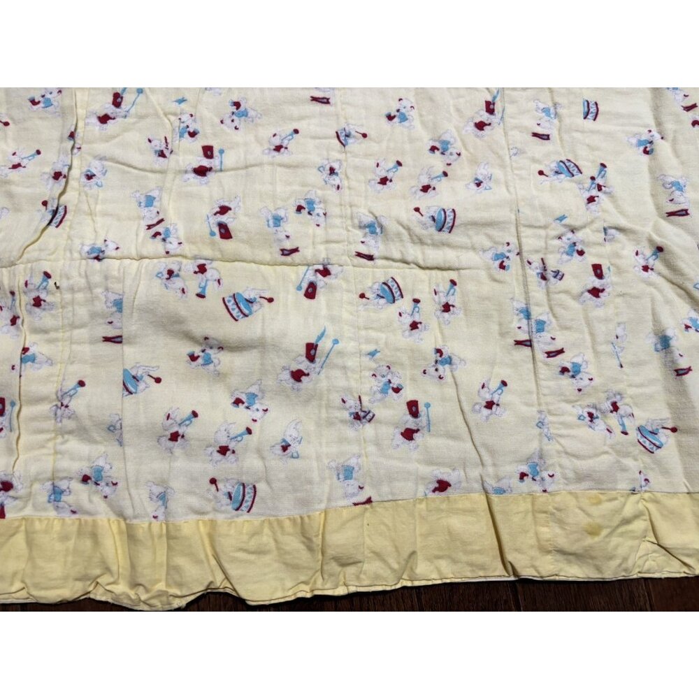 Vintage Handmade Patchwork Baby Quilt Teddy Bears 1940's Damaged READ - Picture 9 of 9